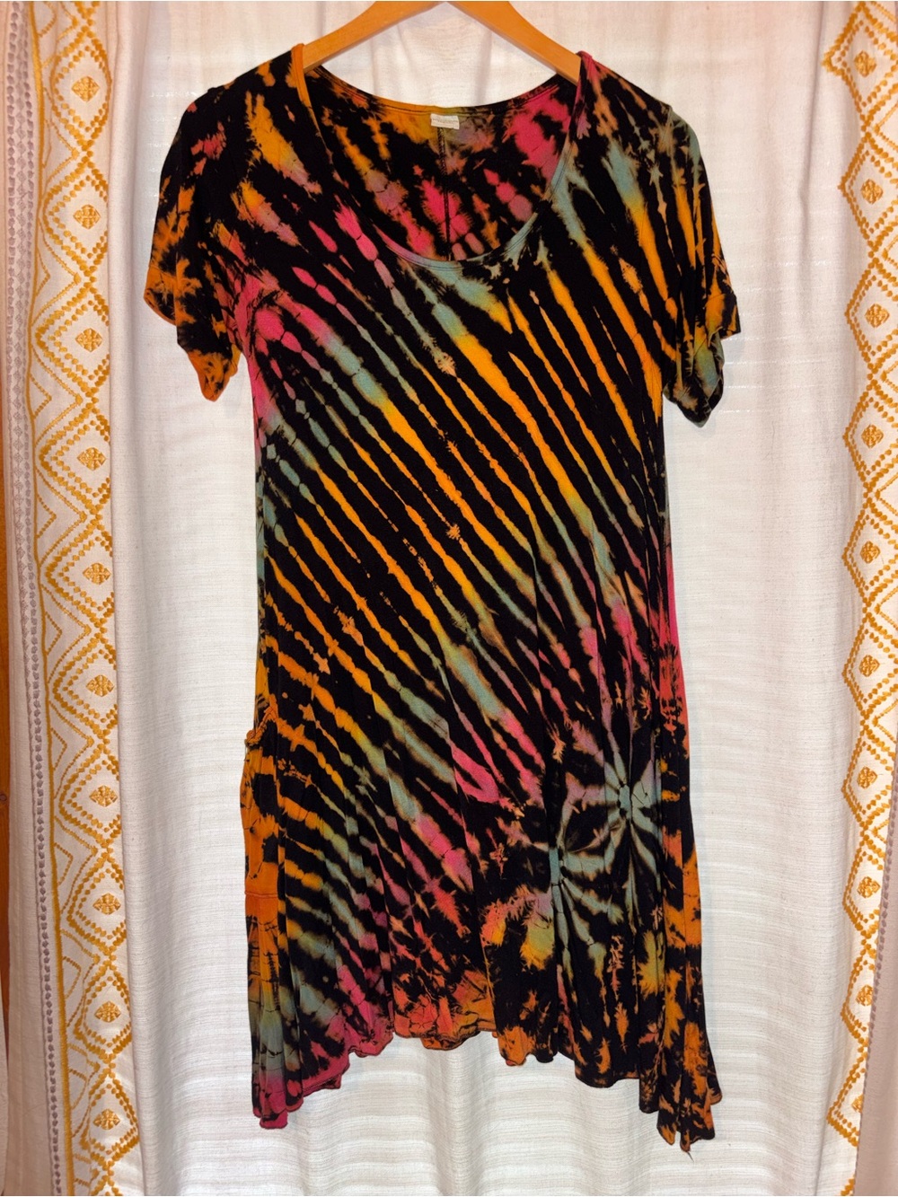 Kathmandu Imports Colorful Tie-Dye Dress Boho Festival One Size